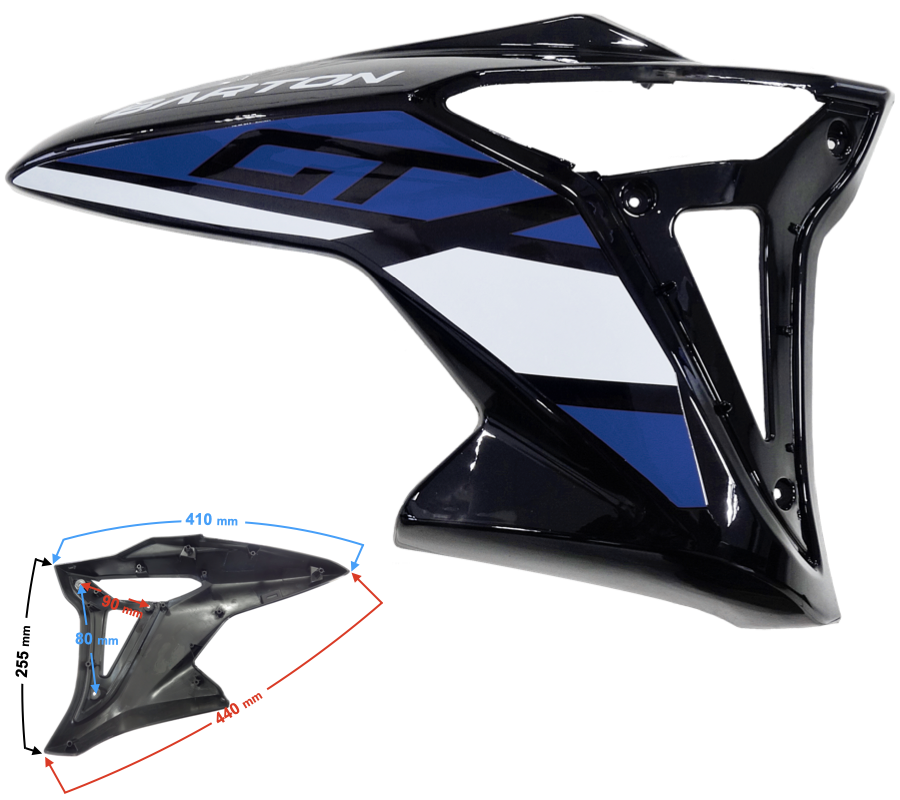 Tankbehuizing, rechtsboven, blauw GT125cc